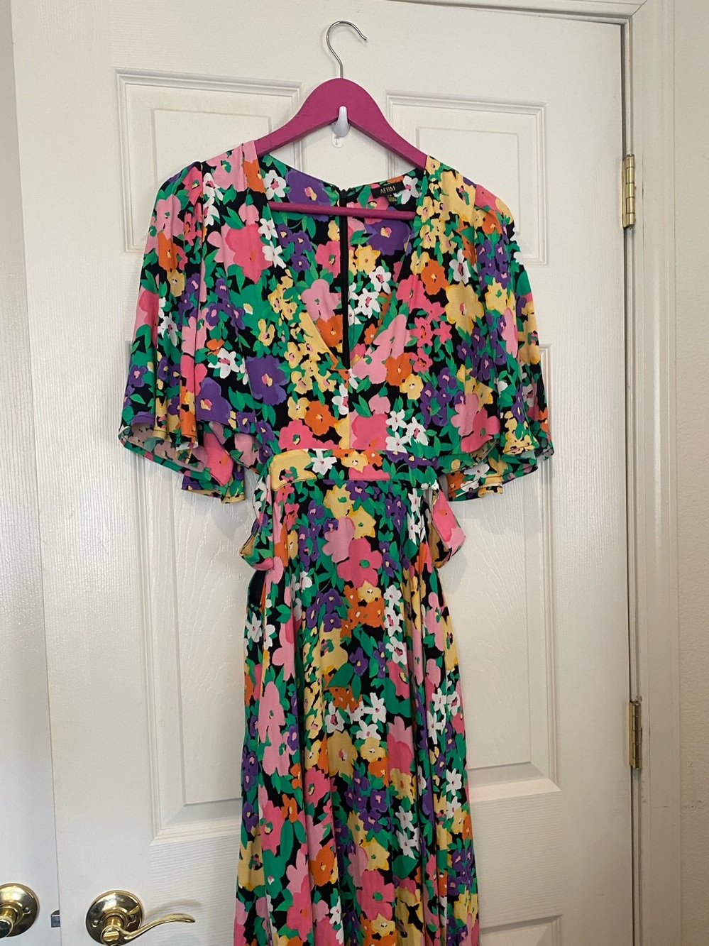 AFRM Floral V-Neck Maxi Dress With Side Cutouta in Multicolor NWOT - Picture 7 of 12